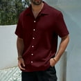 thumbnail image 4 of Mens T-shirts Men Fashion Casual Top Shirt Comfortable Solid Color Button Shirt Top Short Sleeve Mens Short Sleeved Athletic Tops Tech T Long Turtleneck Men Long Sleeve Guard Swim Red S, 4 of 4