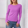 thumbnail image 2 of Towmus Slim Fitted Long Sleeve Shirts for Women Solid Color Crewneck Tees Casual Tight Basic Tops, 2 of 6