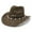 Brown, variant on Unisex Cowboy Straw Hat Breathable Wide Brim Sun Hat Adjustable Uv Protection Summer Beach Hat Khaki