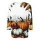 thumbnail image 5 of Camisa de cuello redondo con mangas 3/4 y temática de Halloween para mujer, con estampado de telaraña y murciélago, cómoda y elegante, 5 of 5