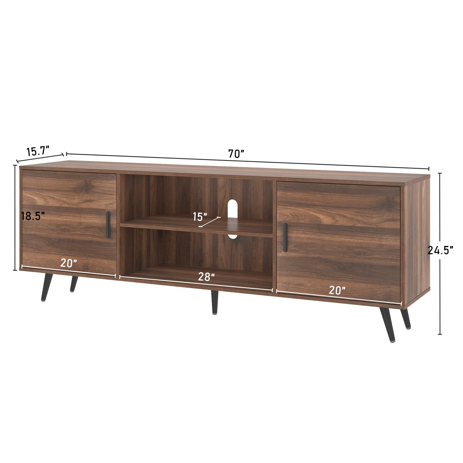 ChVans 70 Inch Mid Century Modern TV Stand for TVs up to 80 inches, Wood TV Stand with Storage, Entertainment Center for Living Room Bedroom, TV Media Console