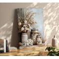 thumbnail image 2 of Framed Rustic Farmhouse Daisy Canvas Wall Art - Vintage Country Floral Still Life with Galvanized Metal Containers & Dried Blooms, Ready to Hang Wall Decor for Living Room, Bedroom & Kitchen, 2 of 7