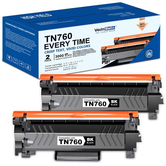 TN760 TN730 Toner Cartridge Compatible for Brother DCP-L2550DW TN-730 / TN-760 TN 760 730 TN-760 TN-730 MFC-L2710DW MFC-L2750DW HL-L2350DW HL-L2395DW HL-L2390DW High Yield 2 Black