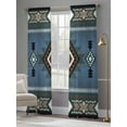 thumbnail image 4 of Southwest Ethnic Style Sheer Curtains 108 Inch Long 2 Panels, BlueTribe Retro Geometric Light Filtering Rod Pocket Semi Sheer Curtains, Sheer Voile Drapes for Living Room Bedroom, 52"x108", 4 of 5