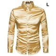 thumbnail image 2 of Minnieouse Camisa satinada lisa para hombre Casual Slim Fit - Grande y de secado rápido para cualquier ocasión Camisa para hombre Formal de Camisetas amarillo L, 2 of 6