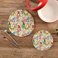 thumbnail image 2 of SKYSONIC 2 pcs Gnomes Grass Pink Flowers Pot Holders Trivets, Heat Resistant Trivets for Hot Dishes, Spring Cherry Blossom Cotton Thread Weave Trivet Mats for Hot Pads Pans Pot Bowl Teapot, 2 of 7