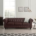 thumbnail image 3 of Emery Chesterfield Sofa, Luxurious Comfort for Cozy Living Rooms, Mid-Century Modern couch, Elegance & Serenity, 3-Seater Sofa Espresso,Air Leather, 3 of 8