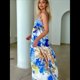 thumbnail image 4 of Vestido Bohemio Floral Y2K Sin Mangas para Mujer, Estampado con Tirantes Finos, Corte en A, para Vacaciones y Playa. Azul XL, 4 of 10