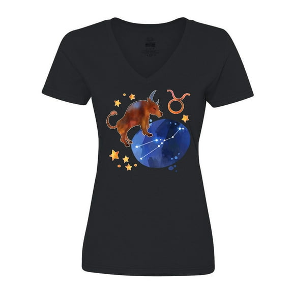 Inktastic Taurus Constellation Zodiac Sign Illustration Women's V-Neck T-Shirt