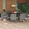 thumbnail image 1 of vidaXL 7 Piece Garden Dining Set with Cushions Poly Rattan Grey, 1 of 5