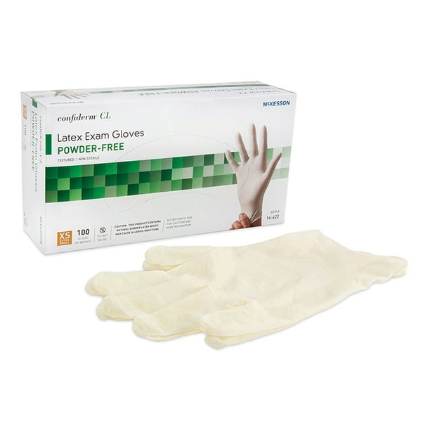 McKesson Latex Exam Glove, PowderFree Disposable Medical Gloves Size