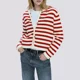 thumbnail image 4 of Comodidad Dama Sueter Rojo Negro Mujer Cardigan, 4 of 8