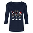 thumbnail image 4 of 2024 Christmas Shirts for Women Casual Red Wine Glass Graphic Tees Trendy 3/4 Sleeve Tops Xmas Holiday T-Shirt Ladies Cute Snowflake Crewneck Tunic Blouse,#8_Wine Glass_Navy,Large, 4 of 5