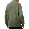 thumbnail image 3 of USNSM Men's Commuting Cardigan Button Down Side Pockets Stand Up Collar Thick Knit Sweater Jacket for Casual Fall Wear Green M, 3 of 8