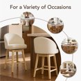 thumbnail image 4 of ReNest 27" Counter Height Bar Stools, Upholstered Barrel Back Barstools with Solid Wood Legs & Footrest, for Kitchen Island & Home Bar, Cream Fabric, Set of 4, 4 of 13