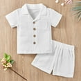 thumbnail image 4 of 12M-5T Toddler Boys Summer Clothes Shorts Set Cotton Linen Button-up Shirts Tops + Shorts 2Pcs Outfits Set, Size 1-5 Years, 4 of 8