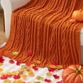 thumbnail image 3 of Battilo Burnt Orange Throw Blanket,Cozy Decorative Fall Blanket for Sofa Bed,Fall Decor,51" x 67", 3 of 9