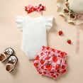 thumbnail image 5 of Younger Tree Toddler Baby Girl Clothes Outfits Summer Ruffle Sleeve Romper and Floral Shorts with Headband Set for 6-12 Months, 5 of 8