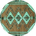 thumbnail image 1 of Ahgly Company Machine Washable Indoor Round Persian Turquoise Blue Traditional Area Rugs, 3' Round, 1 of 4