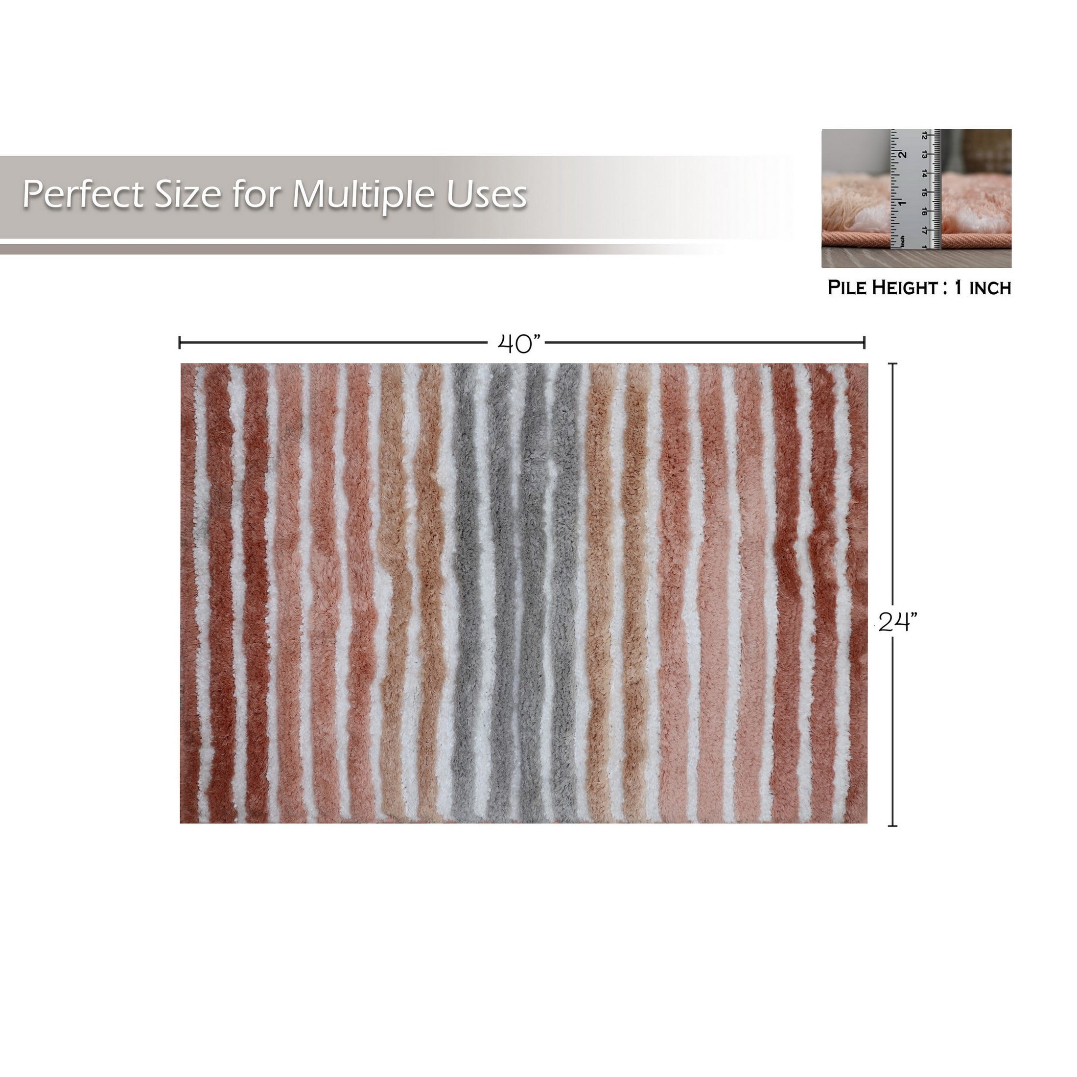 Bathroom Rugs, Extra Soft Absorbent Bath Rugs, Non-Slip, Quick Drying, Machine Washable, Plush Comfort for Bathroom Floor, Tub, Shower and Home Decor Accessories, 24x40, Coral