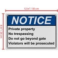thumbnail image 2 of Weatherproof ANSI Private Property Sign (Private property No trespassing Do not go beyond gate Violators will be prosecuted) 8 in" x 12 in" UV Resistant Indoor Outdoor Plastic Safety Warning Sign, 2 of 7