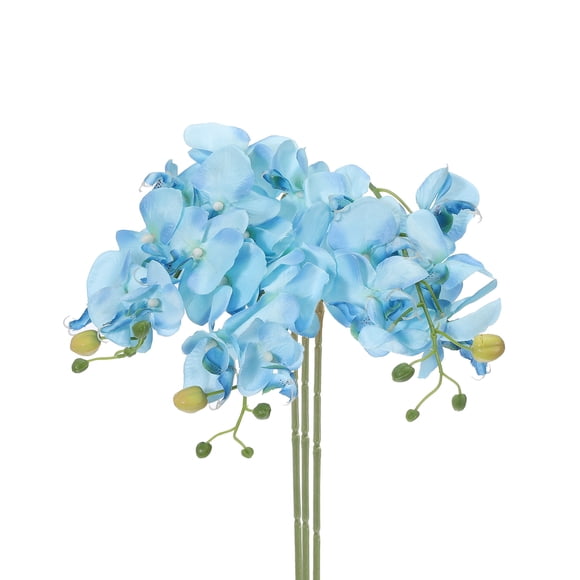 Uxcell Artificial Orchid Stems, Faux Silk Phalaenopsis Flowers Real Touch Fake Orchid Flower for Home Wedding Decoration Light Blue