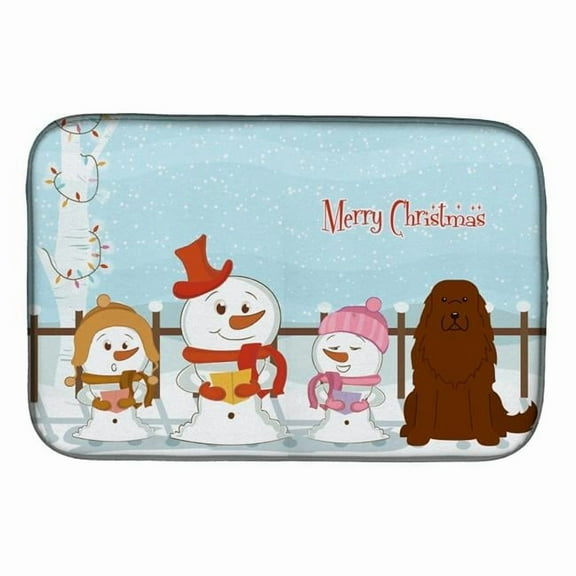 Merry Christmas Carolers Caucasian Shepherd Dog Dish Drying Mat
