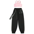 thumbnail image 3 of Sinleey Girls Hip Hop Dance Outfits Crop Tops with Chain Sweatpants Set Street Dance Outfits Active Pink 10, 3 of 7