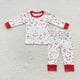 thumbnail image 1 of Ropa de dormir de rayas rojas de Navidad para niños, conjunto de camisa de Papá Noel bordada de manga larga, pantalones, traje para niños, pijamas para bebés, ropa de noche, 1 of 2