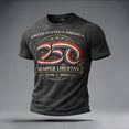 thumbnail image 2 of WAYUTE Men 250th Anniversary USA Shirt National Flag Colors Letter Graphic Tee Crewneck Top Daily Wear Independence Day T-Shirts, 2 of 5