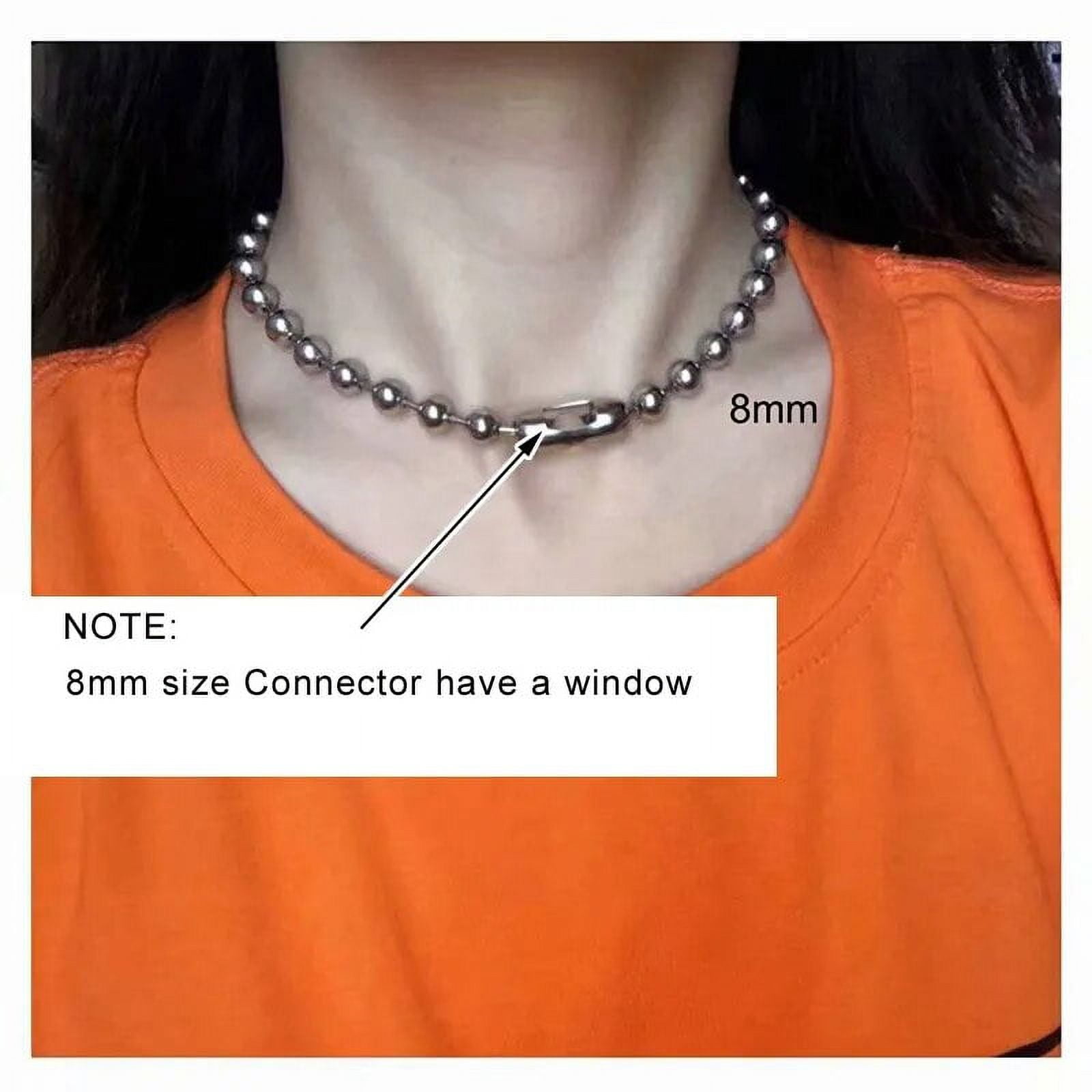 4mm 6mm 8mm Stainless Steel Bead Chain big Ball punk Necklace Women Choker Long 35cm 90cm ball Necklaces For Men women Walmart