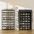 thumbnail image 3 of Tall Shoe Rack with Dustproof Cover, 8 Tier Storage for 36-45 Pairs of Shoes and Boots, 3 of 7