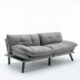 thumbnail image 3 of Memory Foam Futon Couch Bed, Modern Convertible Sleeper Sofa Bed with Adjustable Armrest and Backrest, Comfy Velvet Upholstered Loveseat Sofa for Apartment, Living Room, Bedroom, Light Grey, 3 of 9
