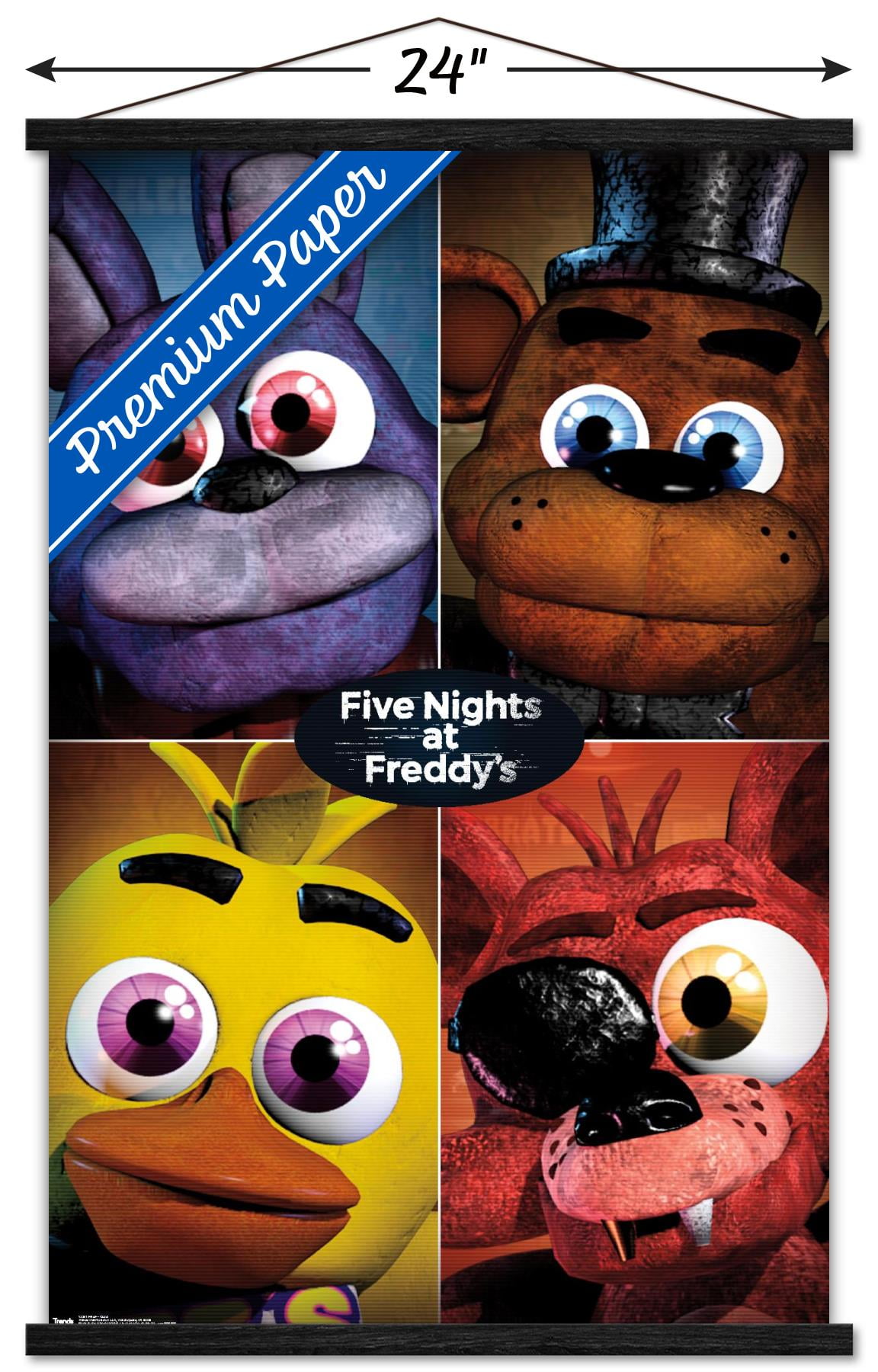 Five Nights at Freddy's - Quad Wall Poster with Push Pins, 22.375