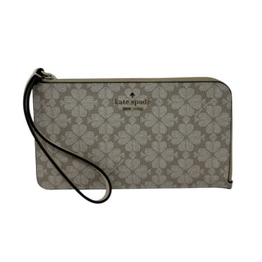 Kate Spade Lucy Medium L-Zip Spade Flower Dark Beige Wristlet KG487 $139