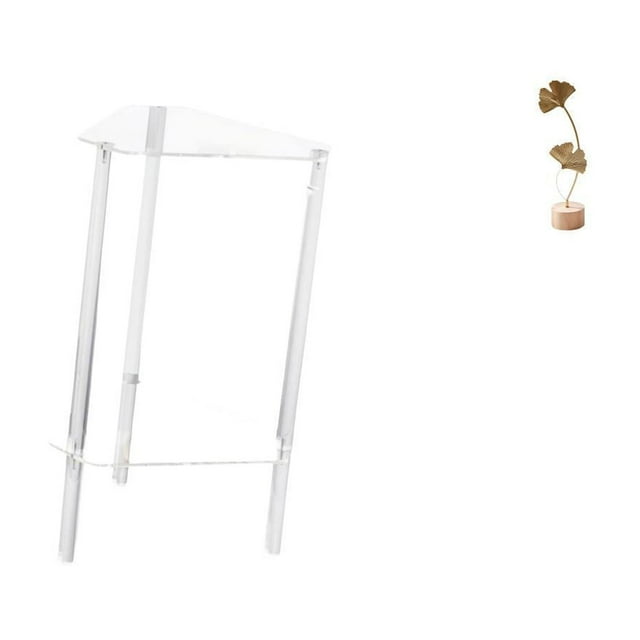 Mesa Auxiliar Minimalista De Acrílico Transparente Con Escultura De Hoja, Estatua De Metal, Mesita De Noche Moderna, Mesa Auxiliar Para Sala De Estar, Dormitorio, Oficina, Adorno Creativo