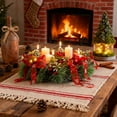 thumbnail image 4 of 11.8" Christmas Advent Wreath Christmas Wreath, Artificial Wreath with Red Berries, Pine Needles & Pinecones, Candle Wreaths for Christmas Candles Decorations Tabletop Centerpieces, 4 of 5