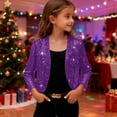 thumbnail image 7 of OGLCCG Glitter Cropped Cardigan for Girls Long Sleeve Open Front Party Shiny Bolero Shrug Trendy Solid Color Sparkly Jacket Coat 4-14 Years, 7 of 7