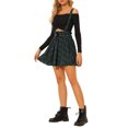 thumbnail image 4 of INSPIRE CHIC Women's Tartan Plaid High Waisted A-Line Flare Gothic Mini Pleated Skirt XS Green, 4 of 7