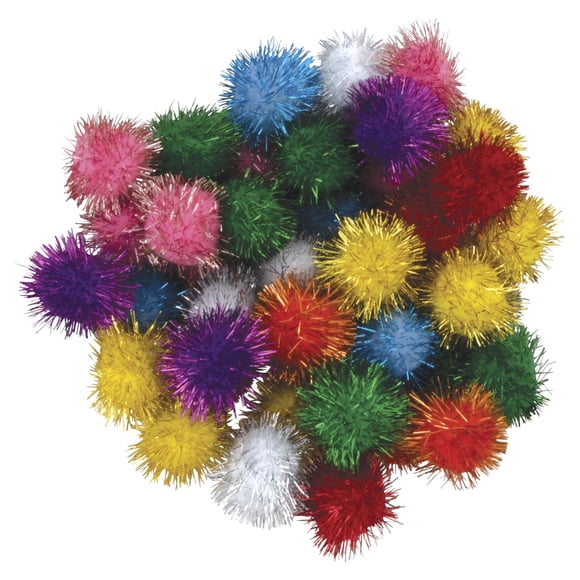 Pompón de purpurina kraft de chenilla, 1 en colores surtidos, paquete de 40