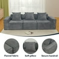 thumbnail image 4 of GVN Space-Saving Compressied Sofa with Pillow Back Support Armrest and Comfy Futon Couch, Convertible Couch with Corduroy fabric for Living Room, Bedroom, Dark Gray, 4 of 7