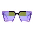 thumbnail image 2 of Showy Metallic Plastic Colorful Mirror Lens Rectangle Mob Horn Rim Sunglasses Purple Mirror, 2 of 4