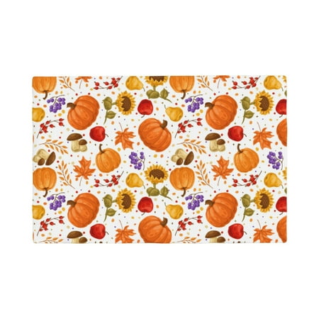 

Table Placemats Set of 6 - Autumn Plants 12x18 In Faux Linen Double Heat Resistant Place Mats Cloth Indoor/Outdoor Placemats Washable Table Mats for Dining Kitchen Party