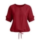thumbnail image 5 of Camisetas de Manga Larga de Verano para las Mujeres Color Sólido Cuello Redondo Regular, Camisetas de Manga Corta de Verano para las Mujeres, 5 of 7
