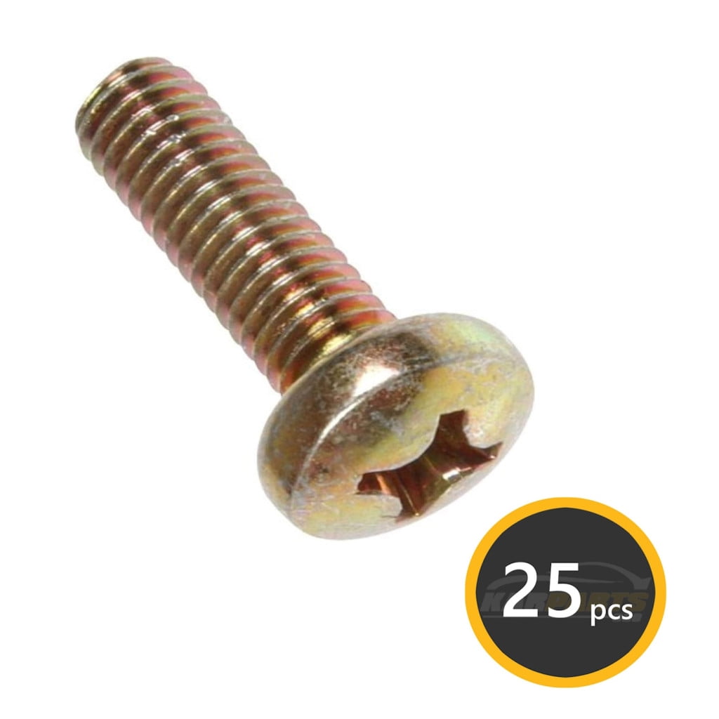 KarParts360 License Plate Fastener | Steel | Zinc Plated Finish | Yellow Color | Machine Screw Type | Phillips Drive Style | Yellow; Zinc Plated Fastener Plating | Round Head Shape