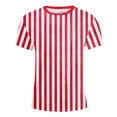 thumbnail image 3 of SUYIDA Boys Carnival Striped Short Sleeve Graphic Tee Comfortable Casual Colorful Party Shirt For Kids Red,150, 3 of 3
