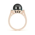 thumbnail image 2 of Angara Tahitian Cultured Pearl and Blue Diamond Ring in 14K Rose Gold for Women | June Birthstone Jewelry for Her, 2 of 8