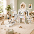 thumbnail image 7 of DKMOCO 9 in 1 Toddler Slide Set, Baby Slide for Kids 1-3 with LED Lights, Drawing Board and Building Blocks Board, Indoor Outdoor Playset Playground, White Gray, 7 of 7
