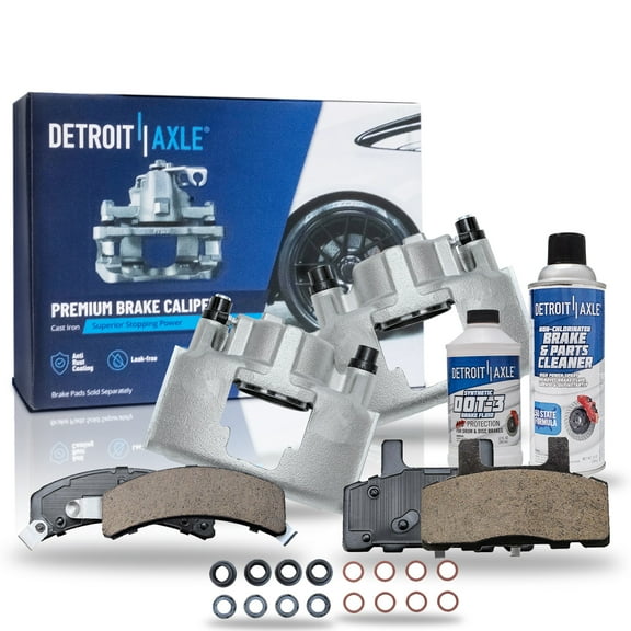 Detroit Axle - Front Brake Kit for Chevy GMC Express Savana 1500 2500 C1500 C2500 K1500 K2500 Tahoe Yukon Cadillac DeVille Escalade Fleetwood Brake Calipers Ceramic Brakes Pads Replacement