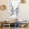 thumbnail image 2 of Cityscape Tapestry, Paris Street with Houses Buildings and Tree on Alleyway Eiffel Tower Background, Wall Hanging for Bedroom Living Room Dorm Decor, 60W X 80L Inches, Black White, by Ambesonne, 2 of 5